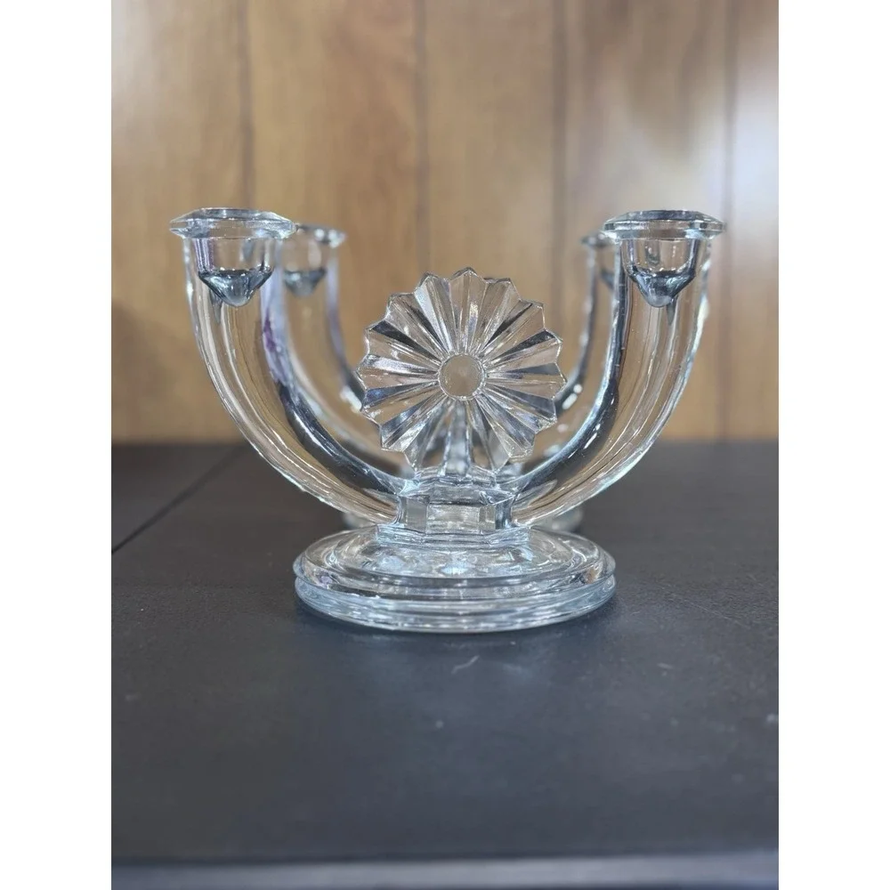 Pair Of ‎ Vintage Fostoria  Double Candelabra Candlestick Holders